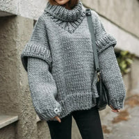 Kuscheliger Übergroß Rollkragenpullover für Damen | Winter in Grau