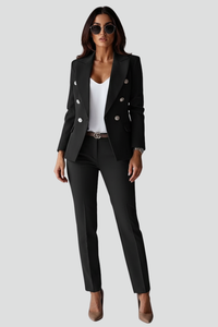 Johanna | Damen Lässig Blazer Anzug Set in Schwarz