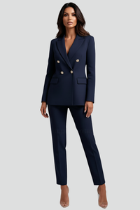 Johanna | Damen Lässig Blazer Anzug Set in Blau