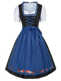 Bronte - Klassisches bayerisches Dirndlkleid mit bestickter Schürze | Traditionelles Oktoberfest Dirndl Kostüm für Damen in Blau
