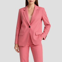 Damen Eleganter Sommer Taillierter Anzug in Rosa