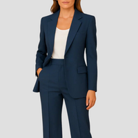 Damen Eleganter Sommer Taillierter Anzug in Marineblau