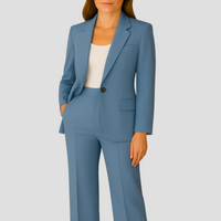 Damen Eleganter Sommer Taillierter Anzug in Blau