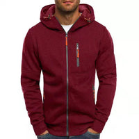 Sportliche Herren Strickjacke Mit Kapuze | Reißverschluss & Taschen in Rot