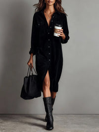 Adara - Soft-Touch-Midikleid in Schwarz