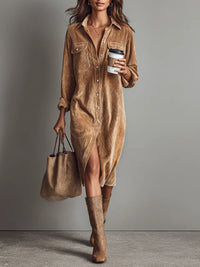 Adara - Soft-Touch-Midikleid in Braun