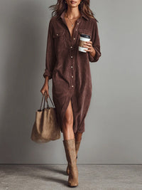 Adara - Soft-Touch-Midikleid in Braunrot