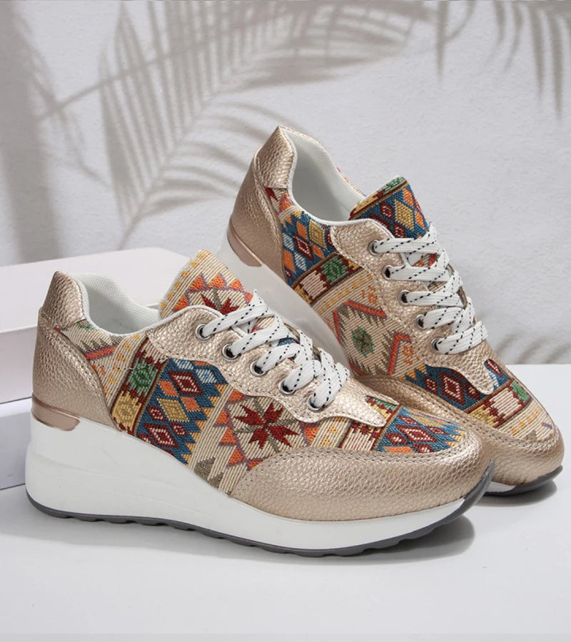 Znaya – Boho Turnschuhe Mit Geometrischem Schnürdesign