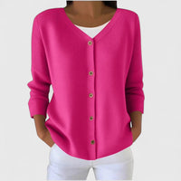 Barbara | Damen Raffinierte V-Ausschnitt-Strickjacke mit Knöpfen in Rosa