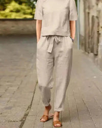 Libelle | Damen Moderne Hose und Oberteil Set | Zweiteilig in Khaki