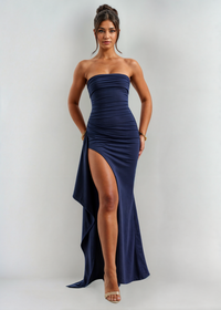 Zoey | Strahlendes Split-Kleid in Blau