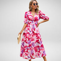 MONIA | CHARMING KLEID MIT V-AUSSCHNITT in Rosa