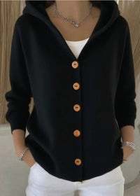 Isabel | Damen Casual Kapuze Strickjacke in Schwarz