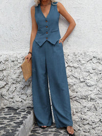 Valentina | Elegantes Zweiteiler Set Weste und Hose in Blau