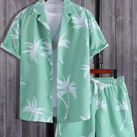 Felix | Herren Tropical Sommerhemd Shorts Set in Hellgrün
