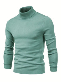 Pullover Herren Rollkragen Slim Fit | Langarm Smart Casual in Grün