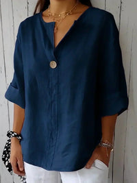 Jessa - Lässige Bluse mit V-Ausschnitt in Marineblau