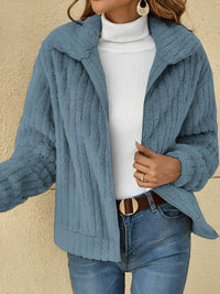 Teddy Damen Jacke Kurz | Kuschelig Bequem in Blau