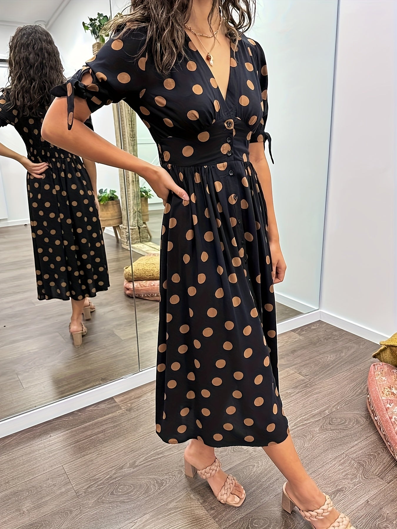Martha | Retro-Polka-Dot Midi-Kleid