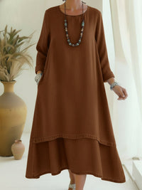 Alena | Elegantes Midi-Kleid mit sanftem Stoff in Kaffee