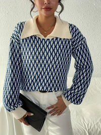 Jennifer | Stilvoller Relaxed Fit Pullover in Marineblau + Aprikose