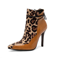 Damen-Stiefeletten mit Stilettoabsatz und Animalprint – Elegante Ankle-Boots für einen glamourösen Look in Braun