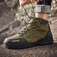 Winterschuhe Herren | Hoher Schnitt Outdoor Stiefel Mit Schnürung in Grün 1