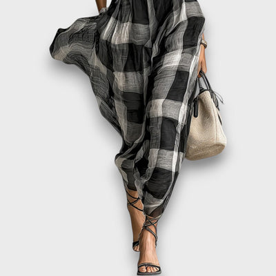 Marcia – Maxikleid aus kariertem Chiffon