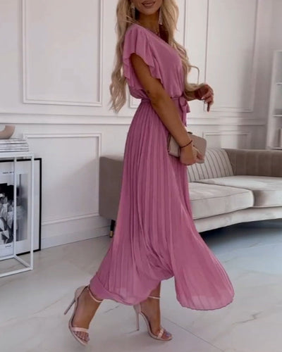 Saoirse® | Elegantes Kleid mit gerafften Ärmeln und V-Ausschnitt