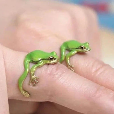 FrogGlam - Eleganter Baumpfauenring und Ohrringe