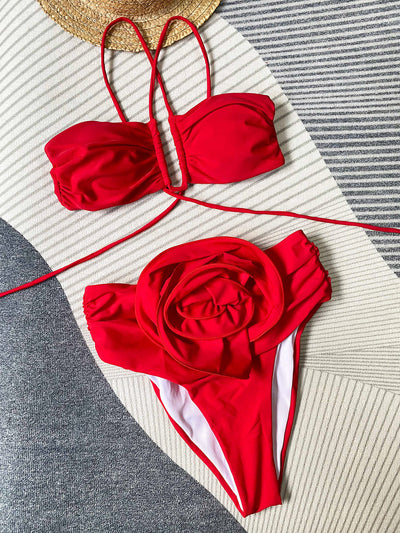 Yuna® | Bikini mit Neckholder und Blumendetail