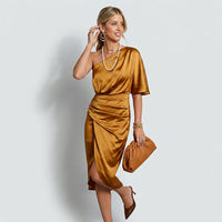 Paula | Damen Festliches One-Shoulder Midikleid in Gold