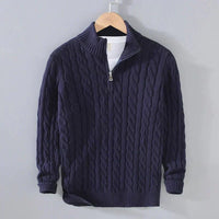 Adam | Eleganter Pullover mit halbem Reißverschluss in Marine