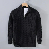 Adam | Eleganter Pullover mit halbem Reißverschluss in Schwarz