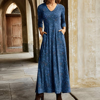 Sophie - Klassisches Damenkleid mit langen Ärmeln in Blau