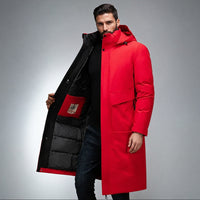 Viktor - Langer, warmer Wintermantel in Rot