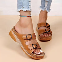 Comfyflex - Sandalen mit Doppelriemen in Khaki