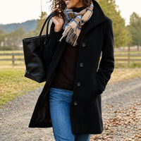 Harper - Warmer, mittellanger Mantel in Schwarz