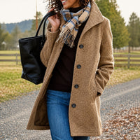 Harper - Warmer, mittellanger Mantel in Khaki