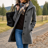 Harper - Warmer, mittellanger Mantel in Dunkelgrau