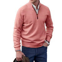 Gabriel - Komfortabler Herrenpullover mit Zipper in Rosa