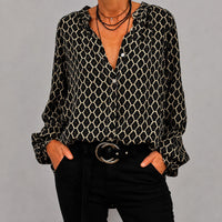 Zara - Locker sitzende Bluse mit V-Ausschnitt in Schwarz