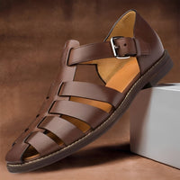 Sofronio - Klassische und komfortable Herrensandalen in Kaffee