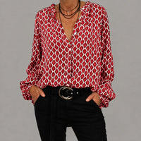 Zara - Locker sitzende Bluse mit V-Ausschnitt in Rot