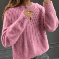 Taimi - Ein natürlicher und eleganter Damenpulli in Dunkelrosa