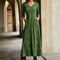 Sophie - Klassisches Damenkleid mit langen Ärmeln in Grün