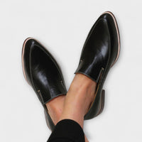 Adelgund | Damen Slipper Loafer Halbschuhe in Schwarz