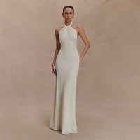Adrianna | Damen Maxi-Halterkleid Fließend Elegant in Weiß
