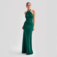 Adrianna | Damen Maxi-Halterkleid Fließend Elegant in Grün