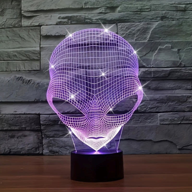 3D Alienkopf LED Tischlampe mit 7 Farben - Lunaris